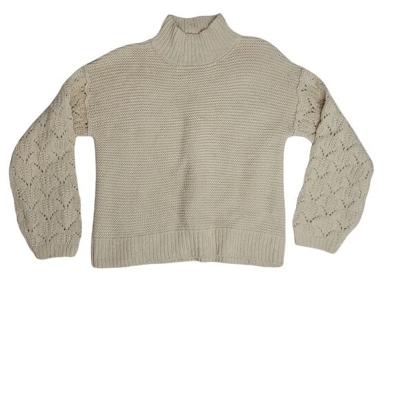 UNIVERSAL THREAD‎ sweater cream mock neck crochet sleeve boxy M - Picture 3 of 10